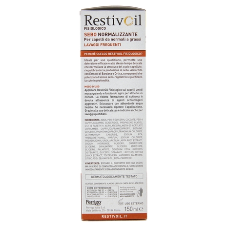 RestivOil Fisiologico Olio-Shampoo per Cute Sensibile Sebo Normalizzante 150 ml